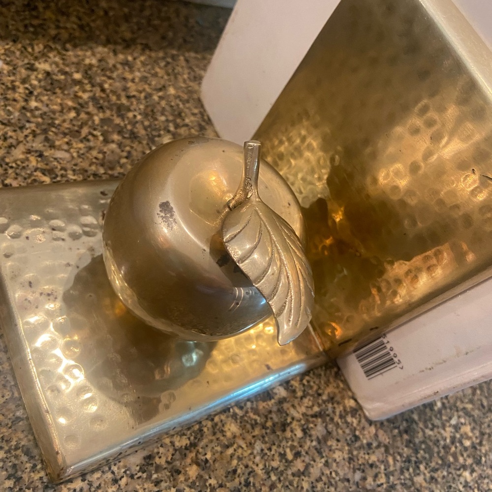 Antique Brass Bookends Apple and Pear - Picture 11 of 11